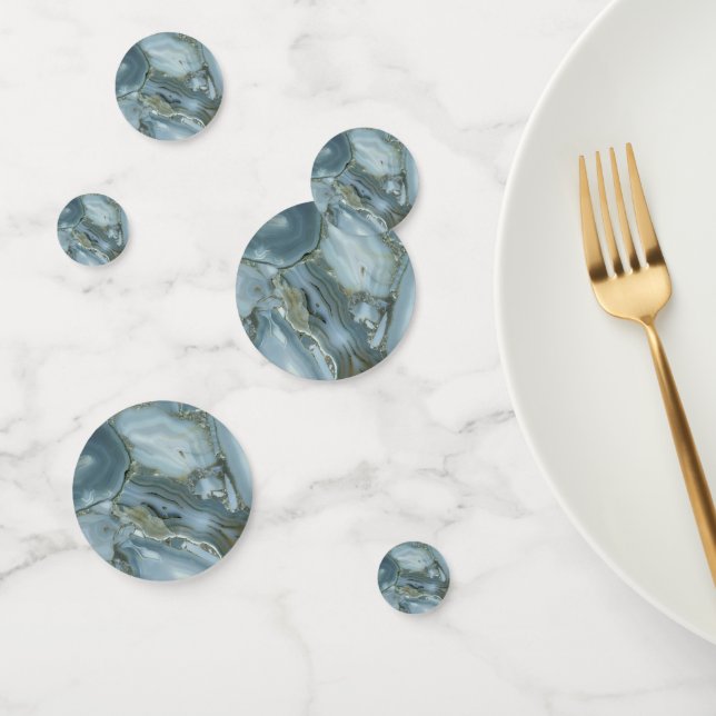 Blue Gray Marble with Gold Vein Confetti (Group)
