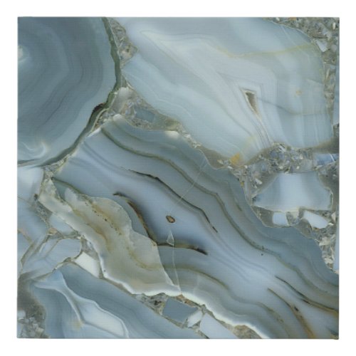 Blue Gray Marble with Gold Vein Faux Canvas Print