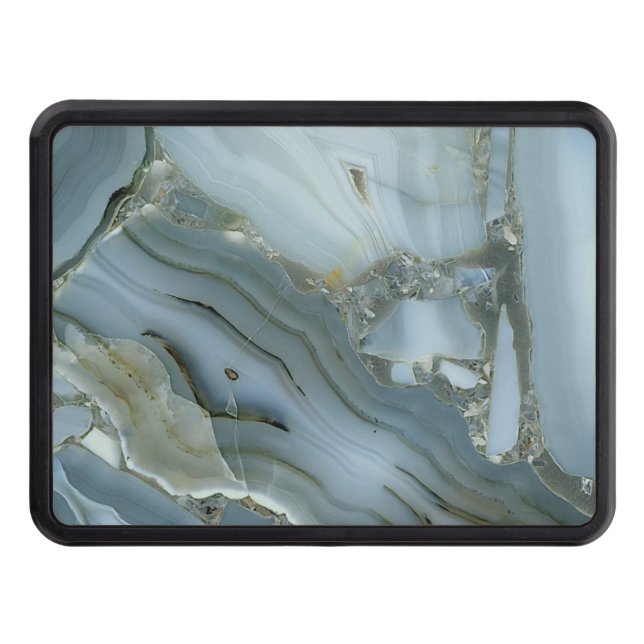 Blue Gray Marble with Gold Vein Hitch Cover (Front)