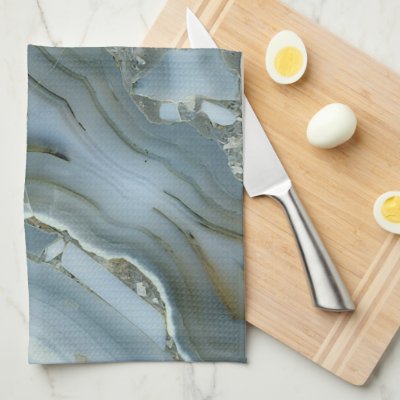 Blue Gray Marble with Gold Vein Kitchen Towel