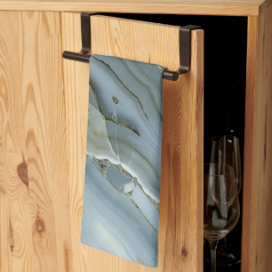 Blue Gray Marble with Gold Vein Kitchen Towel
