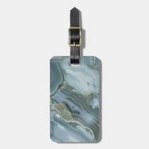 Blue Gray Marble with Gold Vein Luggage Tag
