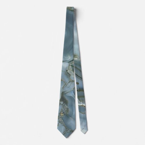Blue Gray Marble with Gold Vein Neck Tie