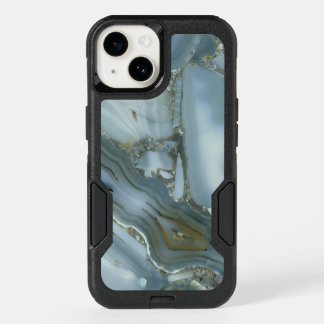 Blue Gray Marble with Gold Vein OtterBox iPhone 14 Case