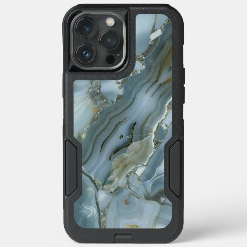 Blue Gray Marble with Gold Vein iPhone 13 Pro Max Case