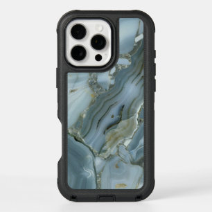 Blue Gray Marble with Gold Vein iPhone 16 Pro Max Case