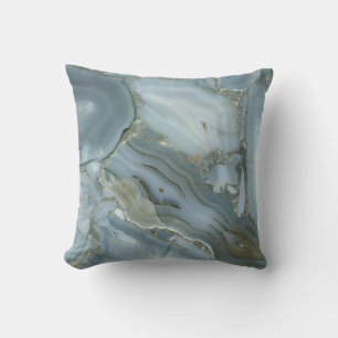 Blue Gray Marble with Gold Vein Outdoor Pillow