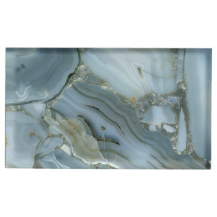 Blue Gray Marble with Gold Vein Place Card Holder