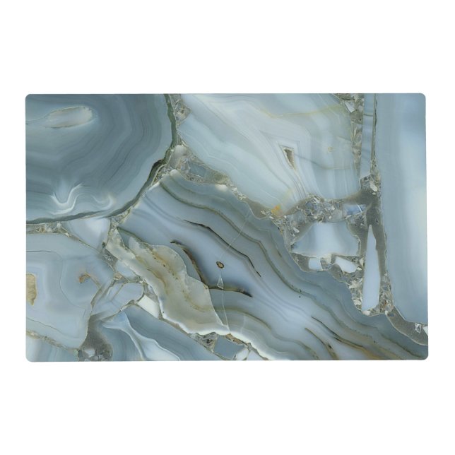 Blue Gray Marble with Gold Vein Placemat (Front)