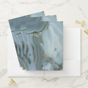 Blue Gray Marble with Gold Vein Pocket Folder