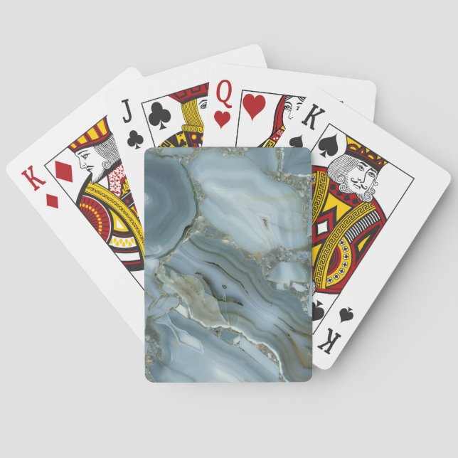 Blue Gray Marble with Gold Vein Poker Cards (Back)