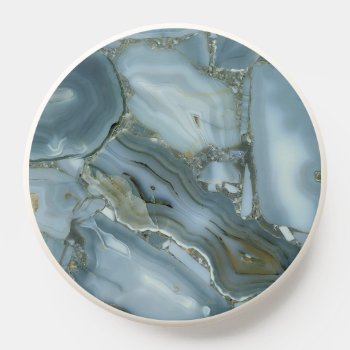 Blue Gray Marble With Gold Vein Popsocket by kahmier at Zazzle