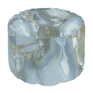 Blue Gray Marble with Gold Vein Pouf