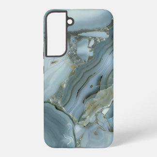 Blue Gray Marble with Gold Vein Samsung Galaxy S22+ Case