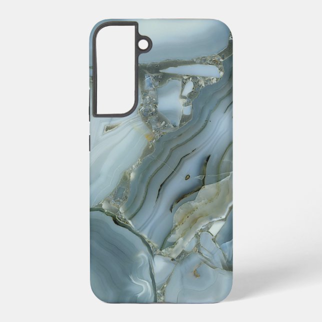 Blue Gray Marble with Gold Vein Samsung Galaxy Case (Back)