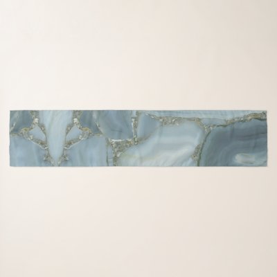 Blue Gray Marble with Gold Vein Scarf