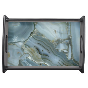 Blue Gray Marble with Gold Vein Serving Tray