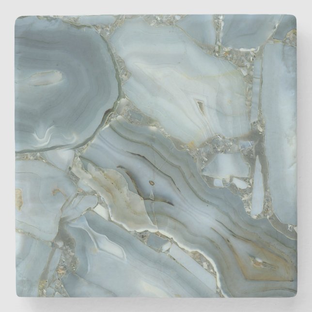 Blue Gray Marble with Gold Vein Stone Coaster (Front)