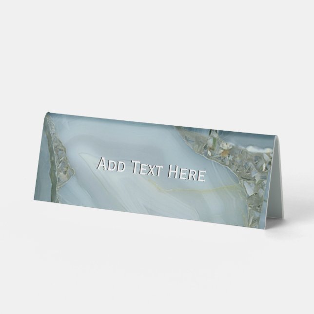Blue Gray Marble with Gold Vein Table Tent (Front)
