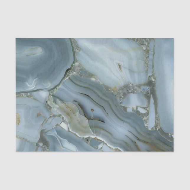 Blue Gray Marble with Gold Vein Tissue Paper (Front)
