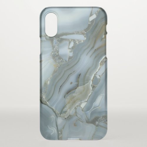 Blue Gray Marble with Gold Vein iPhone X Case