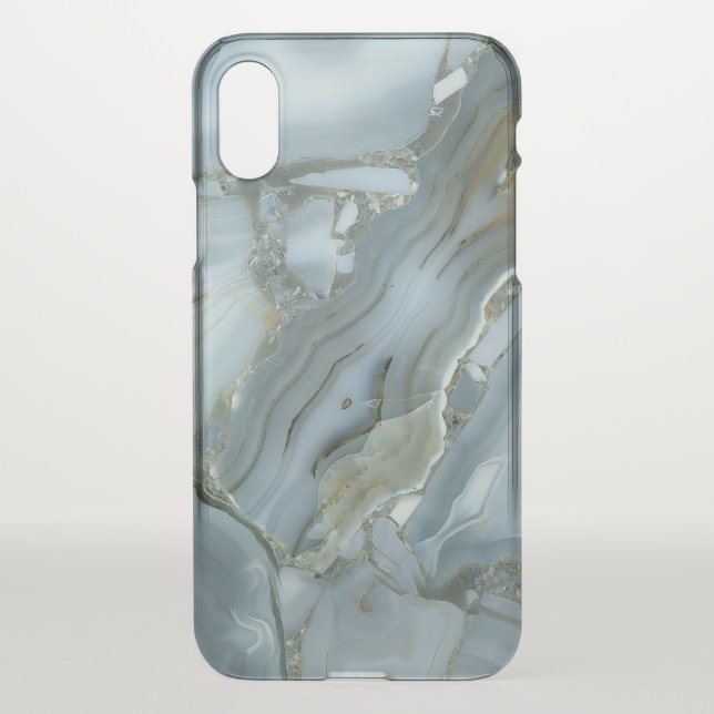 Blue Gray Marble with Gold Vein Uncommon iPhone Case (Back)