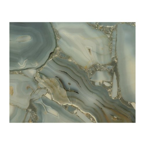 Blue Gray Marble with Gold Vein Wood Wall Art