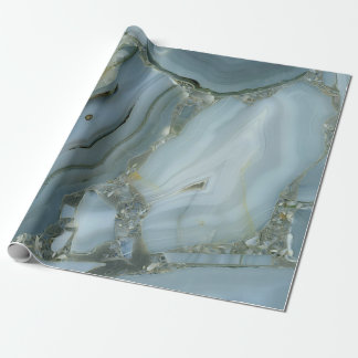 Blue Gray Marble with Gold Vein Wrapping Paper