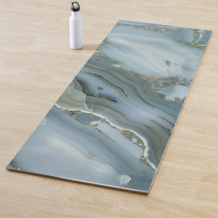 Blue Gray Marble with Gold Vein Yoga Mat