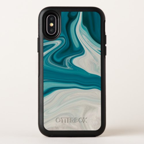 Blue  Gray Marbled Texture OtterBox Symmetry iPhone X Case