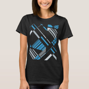Blue Gray MCM Southwest-inspired Diagonal Abstract T-Shirt