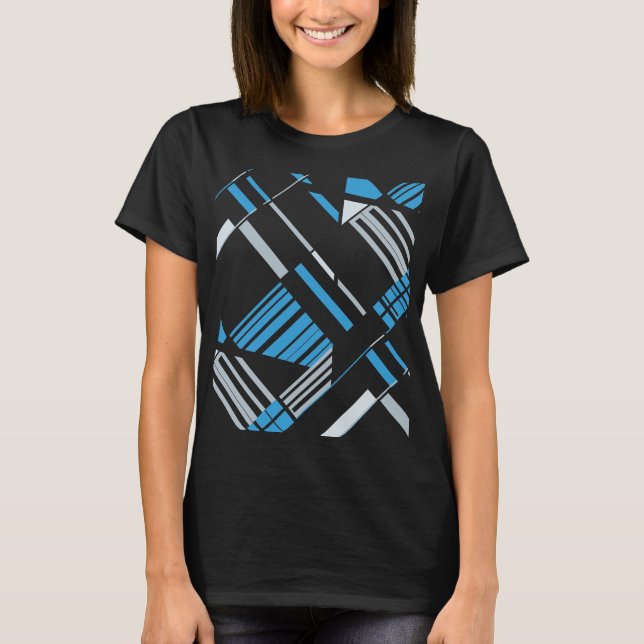 Blue Gray MCM Southwest-inspired Diagonal Abstract T-Shirt (Front)