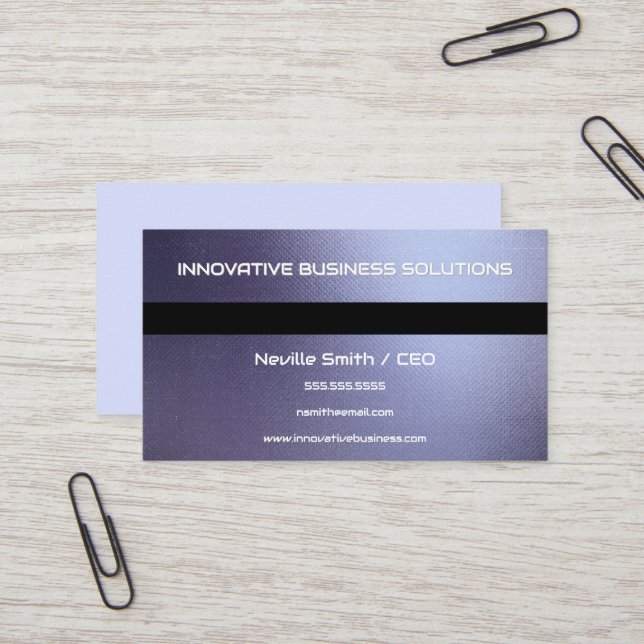 Blue Gray Metal Texture Business Card (Front/Back In Situ)
