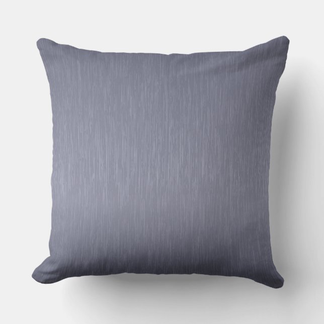 Blue-Gray Metallic Brushed Aluminum Look Throw Pillow (Front)