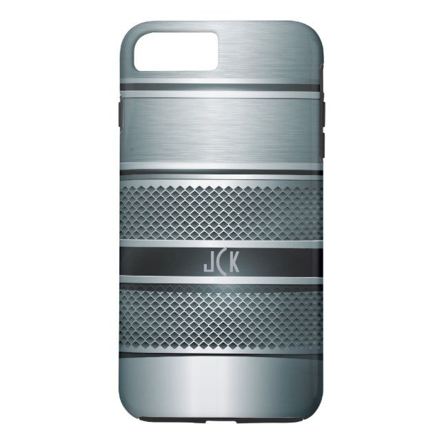 Blue Gray Metallic Design-Monogram Case-Mate iPhone Case (Back)