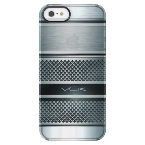 Blue Gray Metallic Design_Monogram Clear iPhone SE55s Case