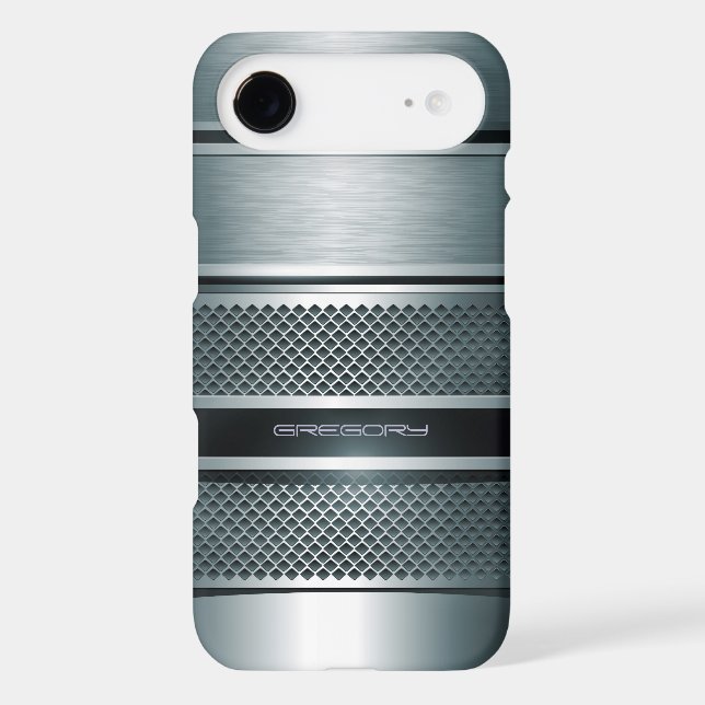 Blue Gray Metallic Stripes Background Case-Mate iPhone Case (Back)