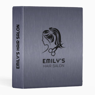 Blue-Gray Metallic Texture Hair Salon Logo Mini Binder