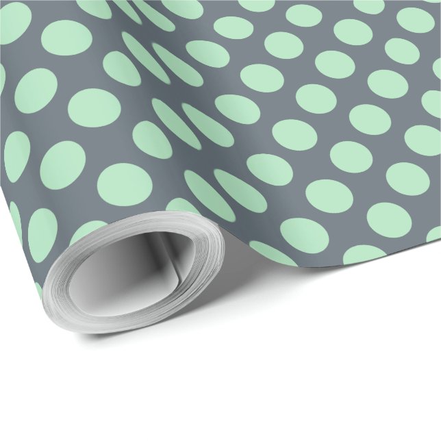 Blue-Gray & Mint Polkadot Pattern Wrapping Paper (Roll Corner)
