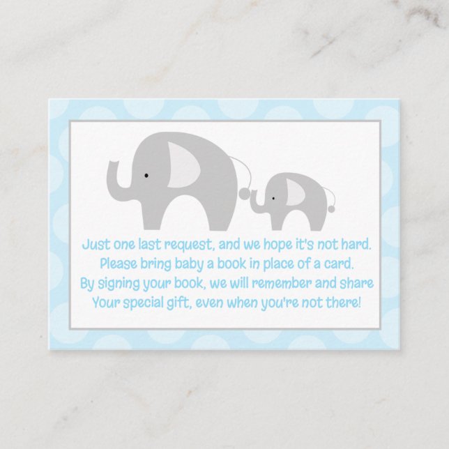 Blue/Gray Mod Elephant Enclosure Book Request Card (Front)