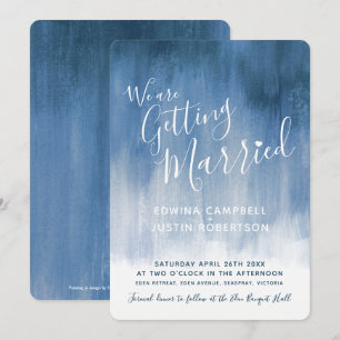Blue gray modern graded art wedding invites