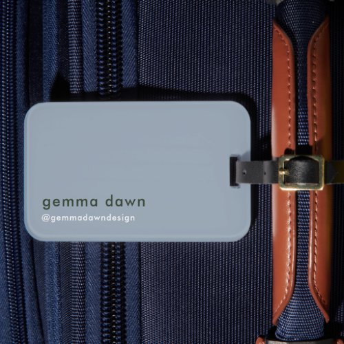 Blue Gray Modern Minimalist Simple Social Media Luggage Tag