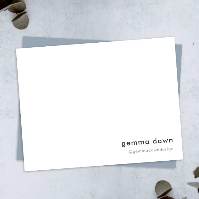 Blue Gray Modern Minimalist Simple Social Media Note Card | Zazzle
