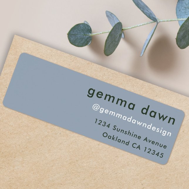 Blue Gray Modern Social Media Return Address Label (Creator Uploaded)