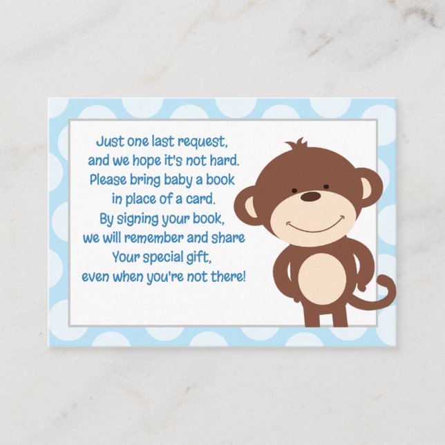 Blue/Gray Monkey Enclosure Book Request Card (Front)