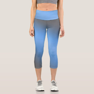 Blue gray moonlight ombre effect capri leggings