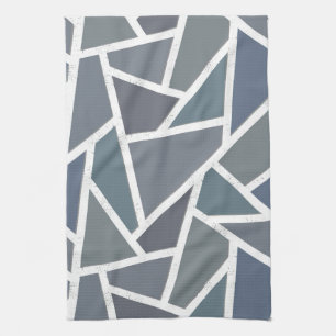 Blue-gray mosaic pattern kitchen towel