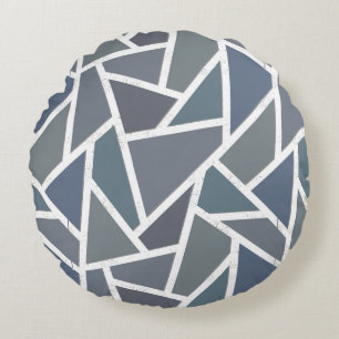 Blue-gray mosaic pattern round pillow