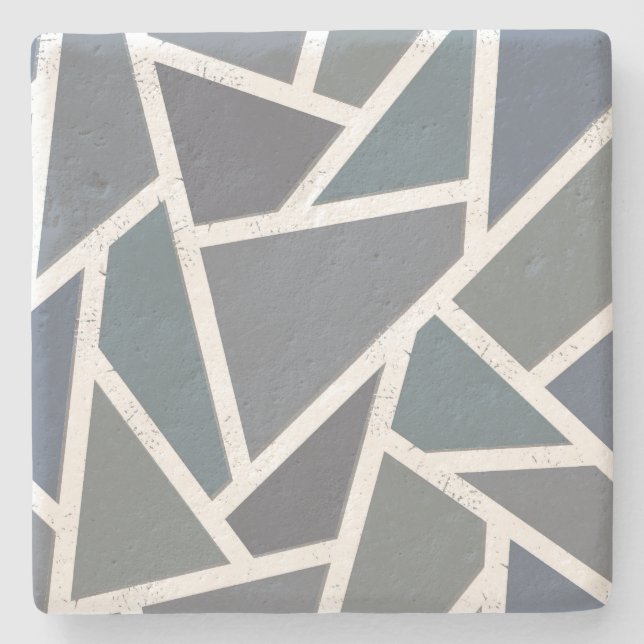 Blue-gray mosaic pattern stone coaster (Front)