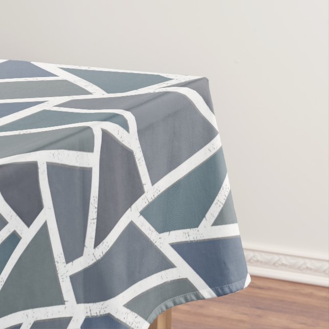 Blue-gray mosaic pattern tablecloth (In Situ)